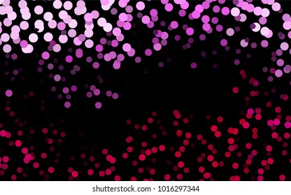 Dark Pink vector banner with circles, spheres. Abstract spots. Background of Art bubbles in halftone style with colored gradient.