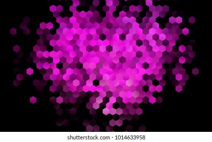 Dark Pink vector blurry hexagon background design. Geometric background in Origami style with gradient. 