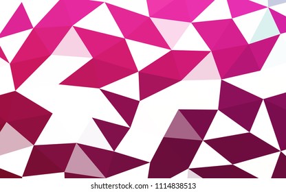 Dark Pink vector blurry hexagon blurry triangle. Glitter abstract illustration with an elegant design. The template can be used as a background for cell phones.