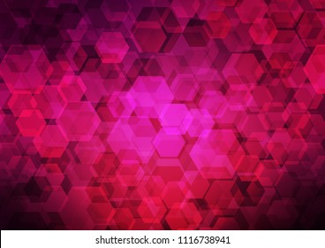 Dark Pink vector blurry hexagon pattern. Creative geometric illustration in Origami style with gradient. Brand new style for your business design.