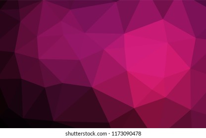 Dark Pink vector blurry hexagon pattern. Triangular geometric sample with gradient.  Triangular pattern for your business design.