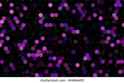 Dark pink vector blurry hexagon background design. Geometric background in Origami style with gradient. 