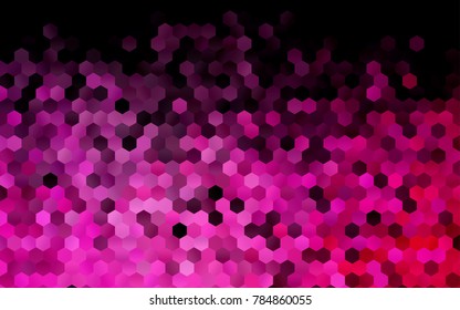 Dark Pink vector blurry hexagon background design. Geometric background in Origami style with gradient. 