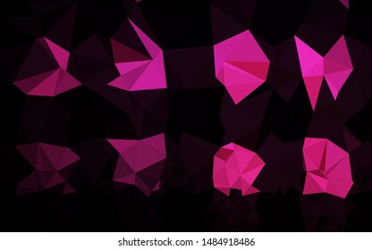 Dark Pink vector blurry triangle template. Triangular geometric sample with gradient.  Textured pattern for background.