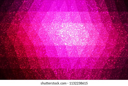 Dark Pink vector christmas polygon background. Low poly Illustration consisting of triangles with snowflakes. Texture background of New Year celebration.