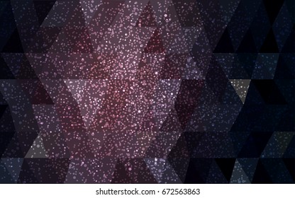 Dark Pink vector christmas polygon background. Low poly Illustration consisting of triangles with snowflakes. Texture background of New Year celebration.