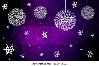 Dark Pink vector christmas postcard low polygon background. Illustration consisting of triangles. Abstract triangular polygonal origami or crystal design of New Year celebration.