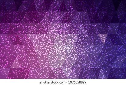 Dark Pink vector christmas postcard low polygon background. Illustration consisting of triangles. Abstract triangular polygonal origami or crystal design of New Year celebration.