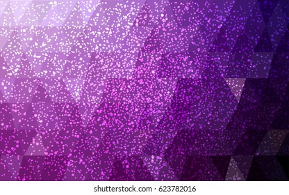 Dark Pink vector christmas postcard low polygon background. Illustration consisting of triangles. Abstract triangular polygonal origami or crystal design of New Year celebration.