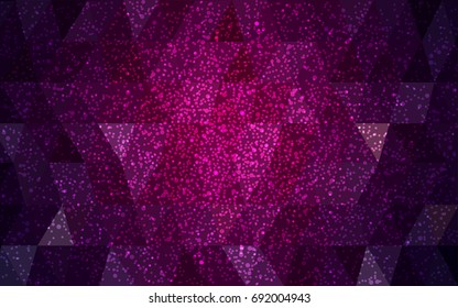 Dark Pink vector christmas postcard low polygon background. Illustration consisting of triangles. Abstract triangular polygonal origami or crystal design of New Year celebration.