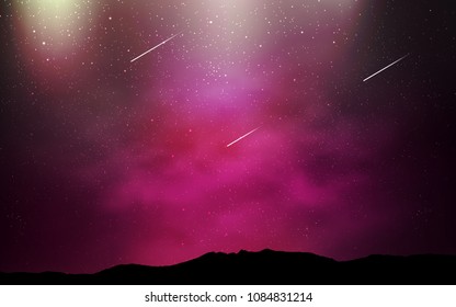 Dark Pink vector cover with astronomical stars. Glitter abstract illustration with colorful cosmic stars. Best design for your ad, poster, banner.