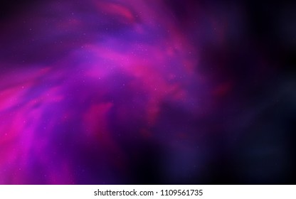 Dark Pink vector cover with astronomical stars. Shining illustration with sky stars on abstract template. Smart design for your business advert.