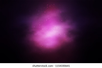 Dark Pink vector cover with astronomical stars. Space stars on blurred abstract background with gradient. Smart design for your business advert.