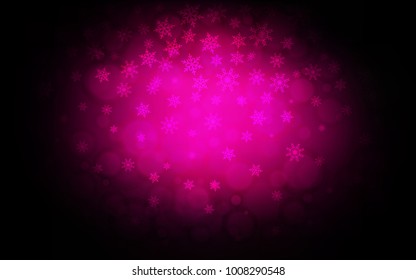 Dark Pink vector cover with beautiful snowflakes. Decorative shining illustration with snow on abstract template. The pattern can be used for new year ad, booklets.