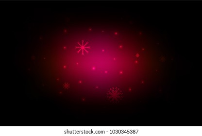 Dark Pink vector cover with beautiful snowflakes. Snow on blurred abstract background with gradient. The pattern can be used for new year ad, booklets.