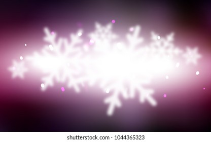 Dark Pink vector cover with beautiful snowflakes. Modern geometrical abstract illustration with crystals of ice. The pattern can be used for new year leaflets.