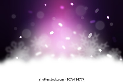 Dark Pink vector cover with beautiful snowflakes. Snow on blurred abstract background with gradient. New year design for your ad, poster, banner.