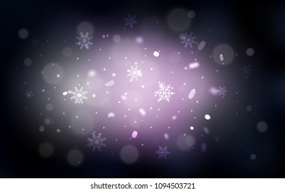 Dark Pink vector cover with beautiful snowflakes. Modern geometrical abstract illustration with crystals of ice. The pattern can be used for new year leaflets.