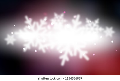 Dark Pink vector cover with beautiful snowflakes. Snow on blurred abstract background with gradient. The template can be used as a new year background.