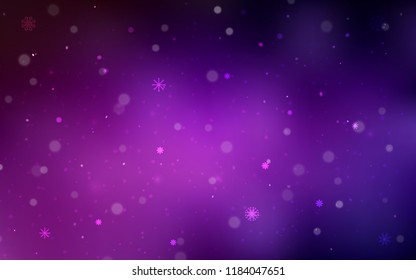 Dark Pink vector cover with beautiful snowflakes. Modern geometrical abstract illustration with crystals of ice. New year design for your business advert.