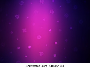 Dark Pink vector cover with beautiful snowflakes. Shining colored illustration with snow in christmas style. New year design for your ad, poster, banner.