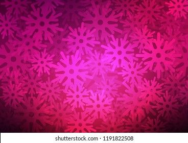 Dark Pink vector cover with beautiful snowflakes. Decorative shining illustration with snow on abstract template. The pattern can be used for year new  websites.