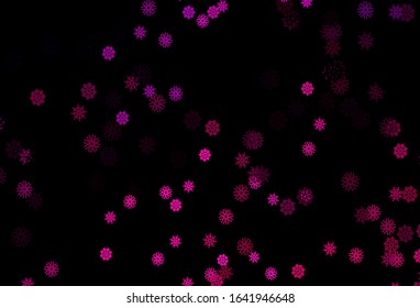 Dark Pink vector cover with beautiful snowflakes. Modern geometrical abstract illustration with crystals of ice. The pattern can be used for year new  websites.