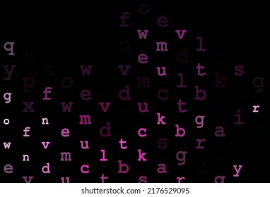 Dark pink vector cover with english symbols. Shining illustration with ABC symbols on abstract template. Best design for your ad, poster, banner of college.
