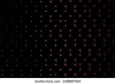 Dark pink vector cover with english symbols. Colored alphabet signs with gradient on white background. The pattern can be used as ads, poster, banner for books.