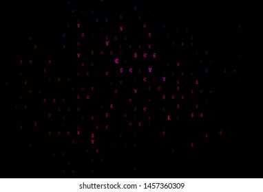 Dark Pink vector cover with EUR, JPY, GBP signs. Shining colored illustration with EUR, JPY, GBP signs. The pattern can be used as ads, poster, banner for payments.