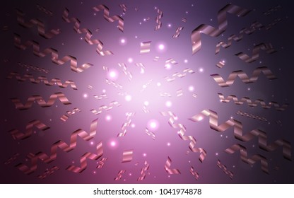 Dark Pink vector cover with happy holiday ribbons. Decorative shining illustration with ribbons on abstract template. The pattern can be used for birthday gifts, congratulations.