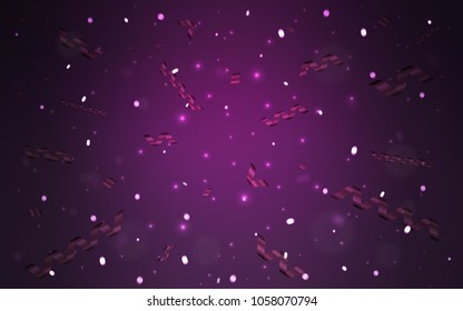 Dark Pink vector cover with happy holiday ribbons. Decorative shining illustration with ribbons on abstract template. The pattern can be used for birthday gifts, congratulations.