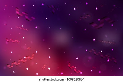 Dark Pink vector cover with happy holiday ribbons. Glitter abstract illustration with colorful confetti, ribbons. The pattern can be used for carnival, festival leaflets.
