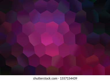 Dark Pink vector cover with set of hexagons. Illustration with set of colorful hexagons. New template for your brand book.
