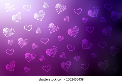 Dark Pink vector cover with Shining hearts. Illustration with hearts in love concept for valentine's day. Pattern for marriage gifts, congratulations.