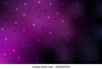 Dark Pink vector cover with small and big stars. Glitter abstract illustration with colored stars. Smart design for your business advert.