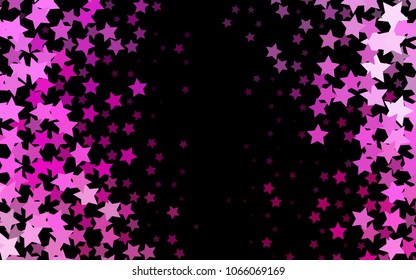 Dark Pink vector cover with small and big stars. Modern geometrical abstract illustration with stars. Best design for your ad, poster, banner.
