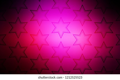Dark Pink vector cover with small and big stars. Glitter abstract illustration with colored stars. Template for sell phone backgrounds.