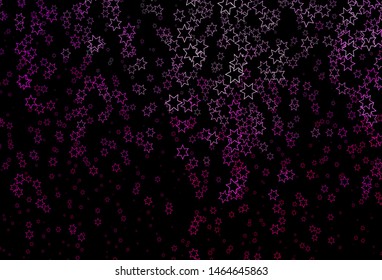 Dark Pink vector cover with small and big stars. Decorative shining illustration with stars on abstract template. The pattern can be used for websites.