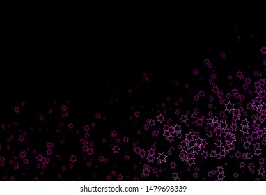 Dark Pink vector cover with small and big stars. Glitter abstract illustration with colored stars. The template can be used as a background.