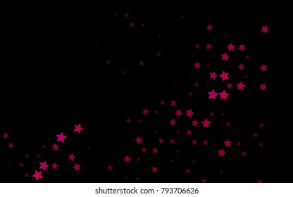 Dark Pink vector cover with small and big stars. Decorative shining illustration with stars on abstract template. The pattern can be used for wrapping gifts.