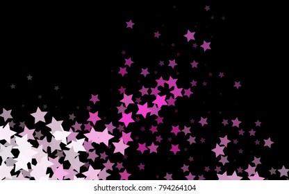 Dark Pink vector cover with small and big stars. Modern geometrical abstract illustration with stars. Best design for your ad, poster, banner.