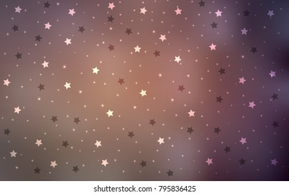 Dark Pink vector cover with small and big stars. Decorative shining illustration with stars on abstract template. Smart design for your business advert.