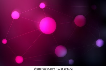 Dark Pink vector cover with spots, lines. Decorative design in abstract style with triangle structure. Pattern can be used for futuristic ad, booklets.