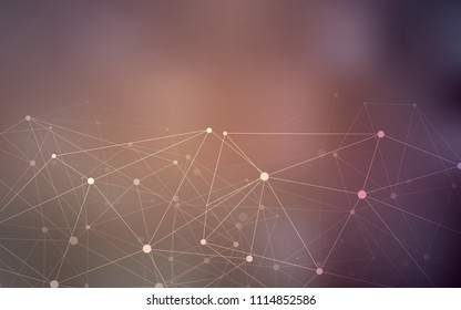 Dark Pink vector cover with spots, lines. Design with connection of dots and lines on colorful background. Pattern can be used for ads, leaflets.
