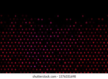 Dark Pink vector cover with symbols of gamble. Shining illustration with hearts, spades, clubs, diamonds. Pattern for ads of parties, events in Vegas.