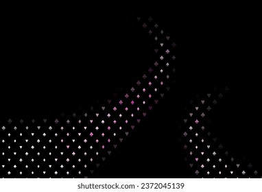 Dark pink vector cover with symbols of gamble. Colorful gradient with signs of hearts, spades, clubs, diamonds. Pattern for leaflets of poker games, events.