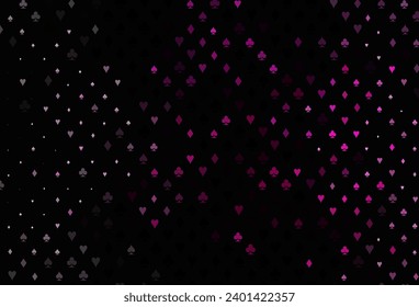 Dark pink vector cover with symbols of gamble. Colored illustration with hearts, spades, clubs, diamonds. Smart design for your business advert of casinos.