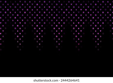 Dark pink vector cover with symbols of gamble. Colorful gradient with signs of hearts, spades, clubs, diamonds. Smart design for your business advert of casinos.