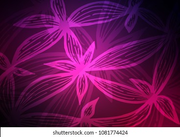 Dark Pink vector curved pattern. Doodles on blurred abstract background with gradient. Hand painted design for web, leaflet, textile.